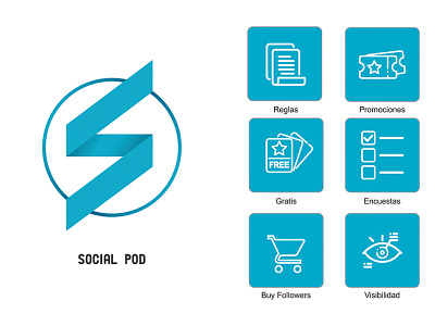 SocialPod Logo and icons app branding design icon logo mobile design vector