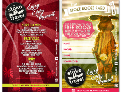 Stoke Travel Booze Card / Rolling Circus / Sports Day advert branding cover design design poster design