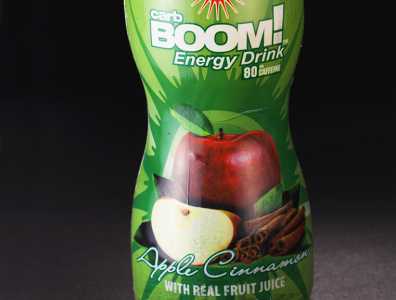 Carb BOOM Energy Drink Apple Cinamon branding design packaging design