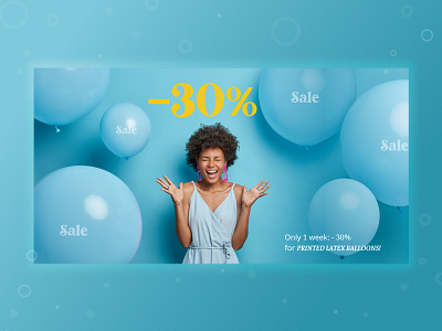 Banners for website with balloon, sale -30%