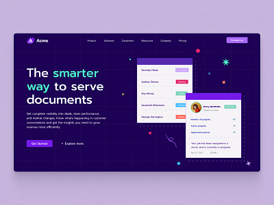 Document Service Application branding landing page saas ui