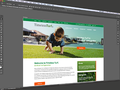 Timeless Turf, Website design homepage photoshop responsive turf website