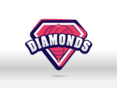 Diamonds Netball Team Logo badge emblem logo navy netball pink