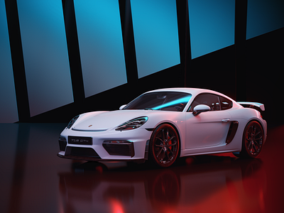 Porsche 718 Cayman GT4 CGI 2d 3dsmax automotive car corona rendering