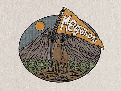 Megakota badge vintage hand drawn design illustration