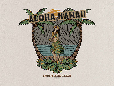 aloha hawaii vintage badge design illustration