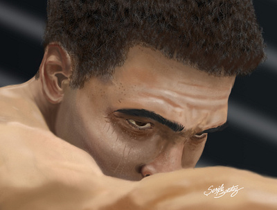 Digital Portrait Muhammed Ali Clay adobe photoshop boxing creative digital painting digital portrait digitalart illustration muhammad ali portrait wacom