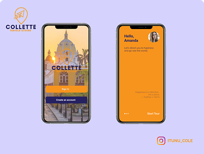 collette travels and tour design travel app typography ui ux