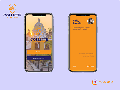 collette travels and tour design travel app typography ui ux