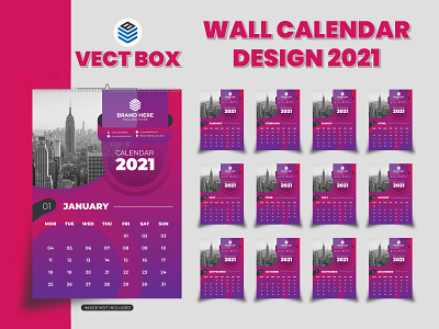 Wall calendar design 2021 branding branding design calendar 2021 calendar app calendar design calendar ui design desk calendar 2021 flat flyer design graphic design illustration logo logos modern calendar design typography ui ux vector wall calendar