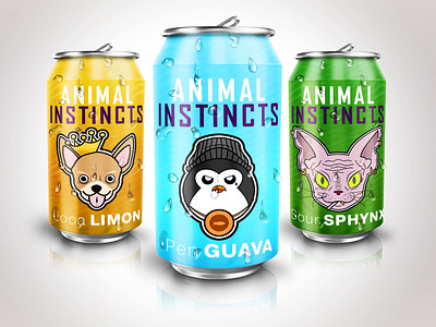 Animal Instincts branding design energy drink packagedesign packaging vector