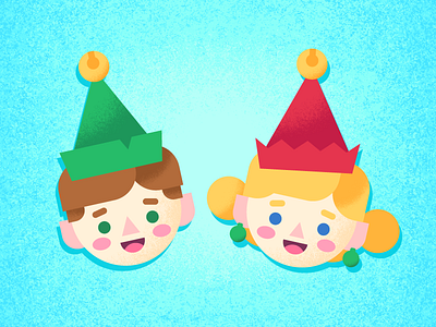 Elves christmas elves faces holidays illustration stickers