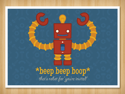 Robot Invitation invitation postcard robot