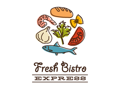 Fresh Bistro Express Logo catering food giddyup logo silverfake vector