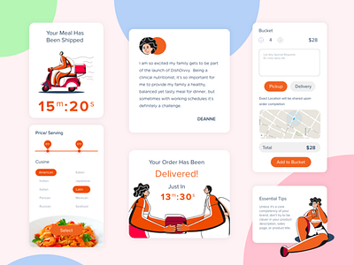 Website Assets bucket buttons cards ui cart dashboard ui delivery app food app scheduler ui ui ux uidesign webdesign