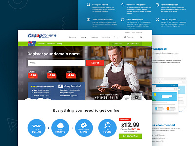 UI/UX Design for new Web Site Domain Registrar CrazyDomains.com ui design ux design web design