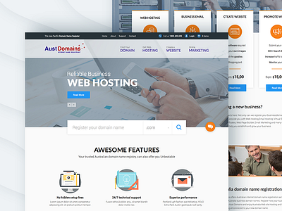 UI/UX Design of website for Domain Registrar AustDomains