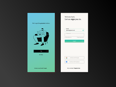 News log in page. app design illustration ui ux