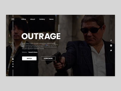 OUTRAGE black and white creative landing page ui ui design ux ux design web design