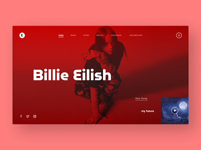 Billie Eilish Website Redesign design inspiration landingpage ui ux uxui web webdesign website