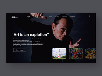 Taro Okamoto website UI design