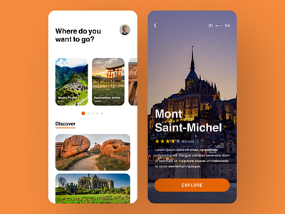 Travel app UI design