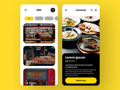 Restaurant booking app UI design