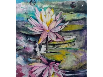 lotus flower realism traditional art watercolor art watercolor painting