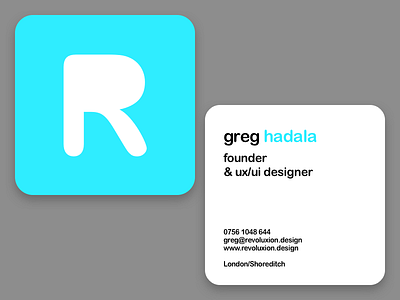 Revoluxion Business Card business card cyan design sleek