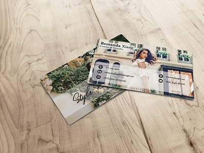 Business Card for International Fashion Vlog business card design illustration proffesional