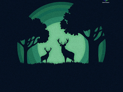 Deer in Forest deer forest illustration illustrator offset