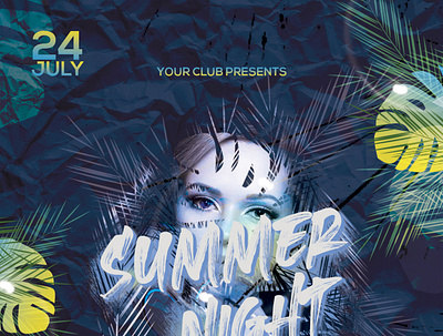 party flyer dark design face girl leaves stonetextrue summer summer party yellow