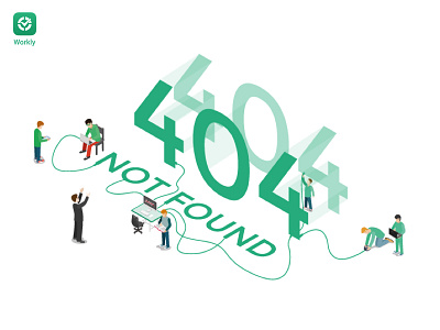 404 Page 404 page green illustration internet isometric not found website workly