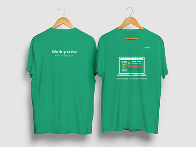 Workly T-Shirt branding crew green illustration laptop t shirt time white work workly