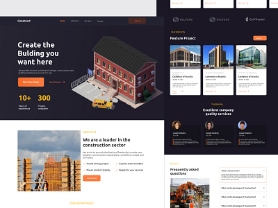 Construction Landing Page design typography ui ux