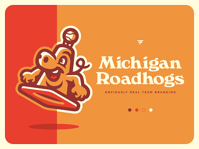 Michigan Roadhogs Team Branding baseball brand branding cone design illustration logo mascot milb orange pig sport sports typography vector