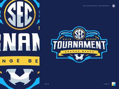 2019 SEC Soccer Tournament badge beach brand branding design football illustration logo soccer sport sports tournament typography vector