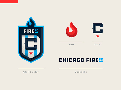 Chicago Fire FC badge brand branding crest design fire flame football icon illustration logo soccer sport sports vector