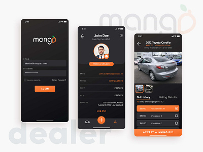 Mango App auction branding car dealers design logo online app phone app sales ui ux web design website wholesaler