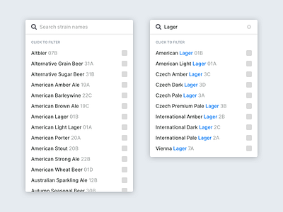Dropdown Search beer checkbox dropdown homebrewing menu product design search ui ux