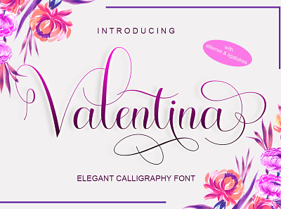 Valentina calligraphy card design elegant font font design font family lovelly typography