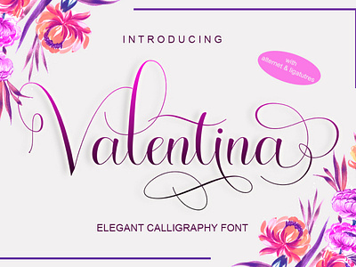 Valentina calligraphy card design elegant font font design font family lovelly typography