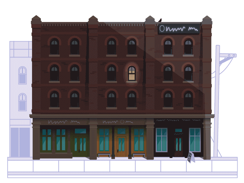 All Nighter brick building vector vector animation vector artwork