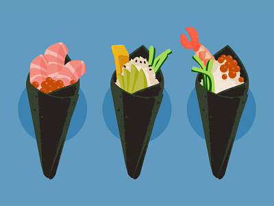 Handrolls food hand roll rice seaweed sushi tamago vector vector illustration