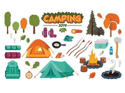 Camping Icons Vector Set