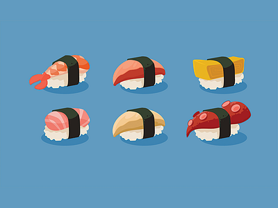 Nigiri Rolls food illustration nigiri sushi vector vector illustration