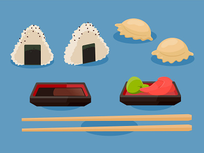 Sushi Sides creative food ginger illustration meal riceball snack sushi vector vectorillustration wasabi