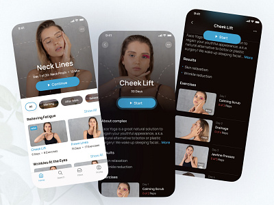 Face Yoga App app application clean design graphic design interface mobile ui ux yoga