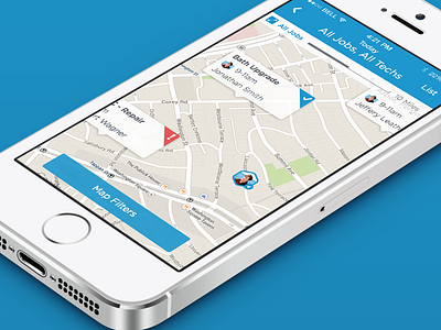 Field Service Management App app filters map mobile