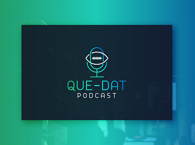 Que-Dat Podcast creative logo design lineart logo minimal podcast